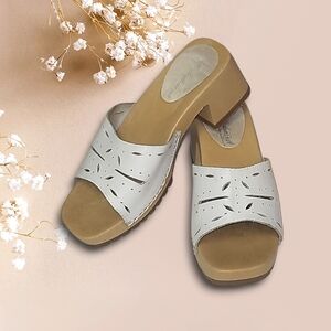 Elegant White Leather Mules